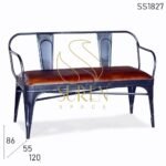 Hand Rest Metal Base Restaurant Bench