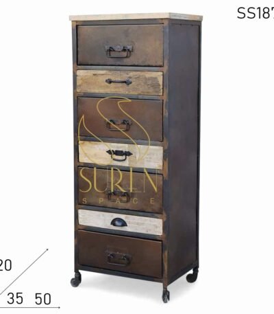 Solid Wood Metal Multi Drawer Chest Design