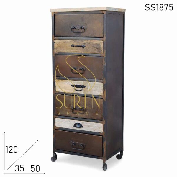 Solid Wood Metal Multi Drawer Chest Design