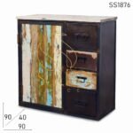 Rustic Finish Reclaimed Wood Industrial Drawer Chest