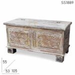 Hand Carved White Distress Trunk Design