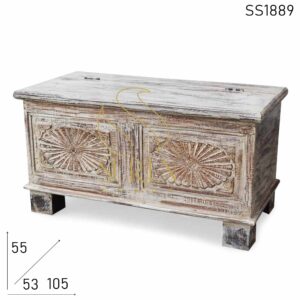 SS1889 Suren Space Hand Carved White Distress Trunk Design