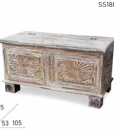 Hand Carved White Distress Trunk Design