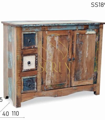 Three Drawer One Door Reclaimed Cabinet