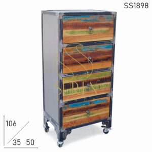 SS1898 Suren Space Metal Reclaimed Wood Four Drawer Cabinet Design