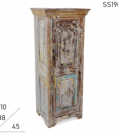 White Distress Solid Wood Cabinet Design