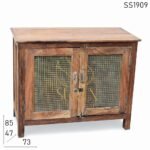 Old Teak Rattan Cane Cabinet Design