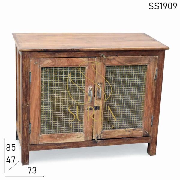 Old Teak Rattan Cane Cabinet Design