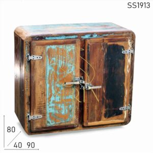 SS1913 Suren Space Fridge Style Reclaimed Wood Two Door Cabinet