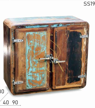 Fridge Style Reclaimed Wood Two Door Cabinet