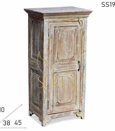 White Distress Single Door Cabinet Design