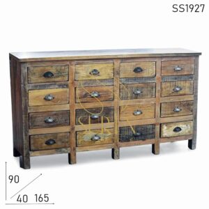 SS1927 Suren Space Distress Chic Design Old Wood Multi Drawer Chest of Drawer