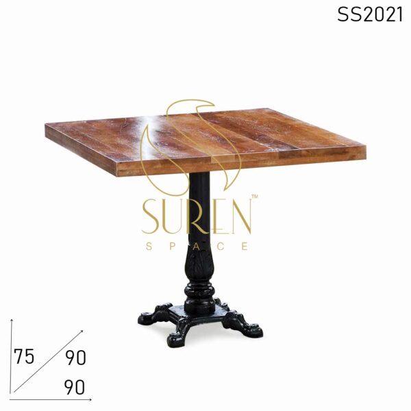 SS2021 Suren Space Cast Iron Unique Folding Mango Wood Restaurant Table
