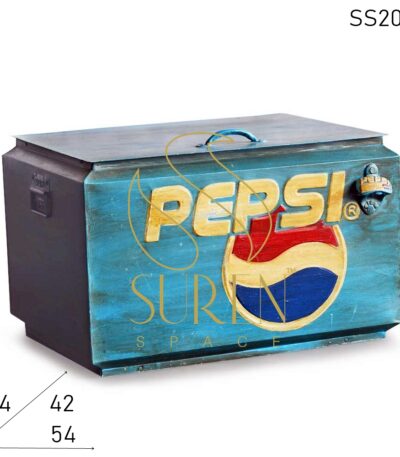Hand Painted Distress Finish Metal Storage Trunk