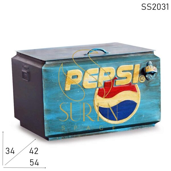 SS2031 Suren Space Hand Painted Distress Finish Metal Storage Trunk