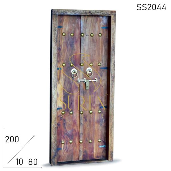 SS2044 Suren Space Brass Fitted Solid Acacia Wood Camp Tent Door Design
