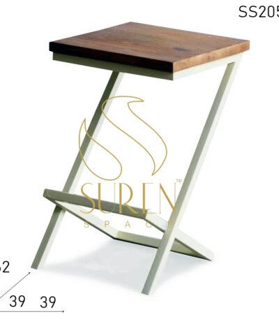 Metal Solid Wood Side Table Design