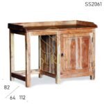 Natural Acacia Wood Study Table Cum Fridge Cabinet