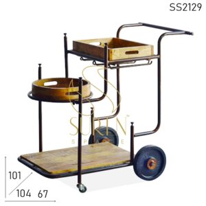 SS2129 Suren Space Solid Wood Hand Crafted Wheel Base Trolley Design