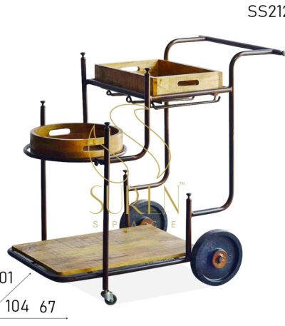 Solid Wood Hand Crafted Wheel Base Trolley Design