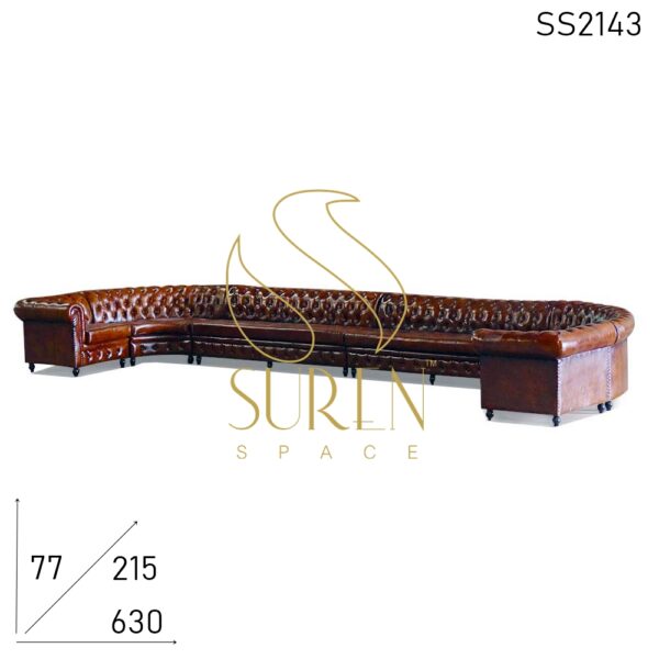 SS2143 Suren Space Tufted Design Roll Arm Long Chesterfield Sofa