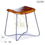 Bent Metal Leather Seat Regular Stool