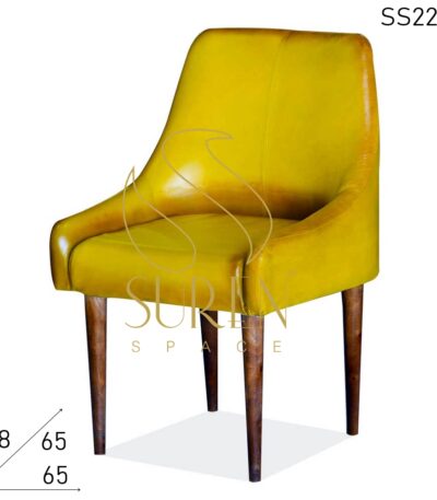 Yellow Finish Pure Leather Fine Dine Chair