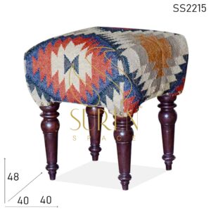 Hand Printed Rich Design Indian Pouf Stool Design