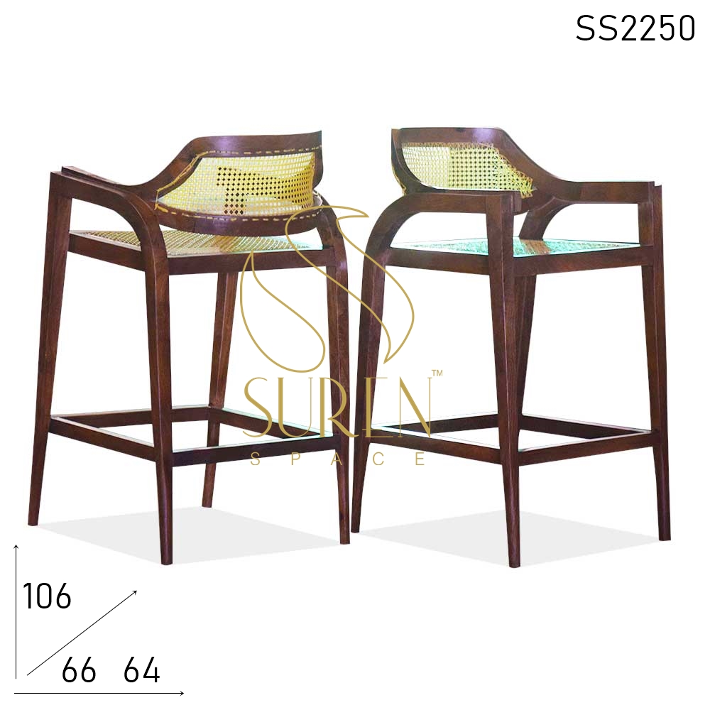 Natural Cane Solid Wood Bar Chair