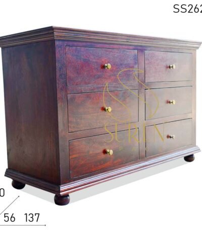 SS2626 Suren Space Solid Wood Mahogany Finish Six Drawers Chest