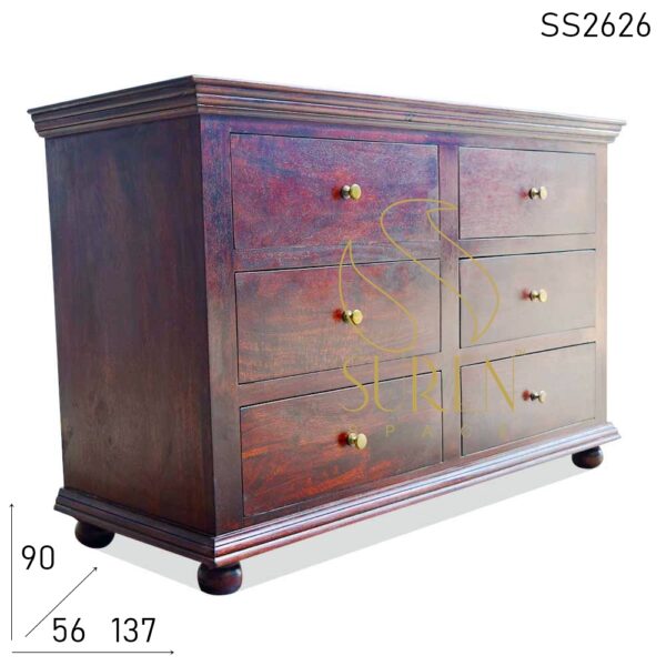 SS2626 Suren Space Solid Wood Mahogany Finish Six Drawers Chest
