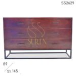 Metal Stand Three Drawer Solid Wood Chest Design