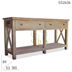 SS2636 Suren Space White Distress Shabby Chic Solid Wood Console Table