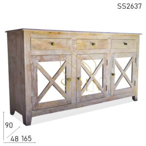 White Chic Country Look Solid Wood Sideboard