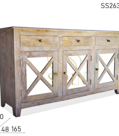 White Chic Country Look Solid Wood Sideboard