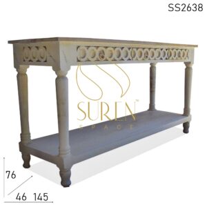 Hand Carved White Distress Console Table Design