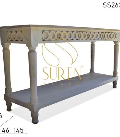 Hand Carved White Distress Console Table Design