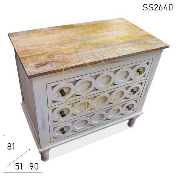 SS2640 Suren Space Three Drawer Hand Carved Duel Finish Drawer Chest