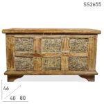 SS2655 Suren Space White Distress Carved Panel Storage Trunk