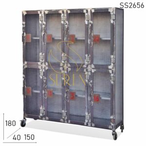 SS2656 Suren Space Metal Natural Finish Mesh Design Iron Cabinet