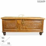 Hand Carved Old Wood Indian Trunk Design