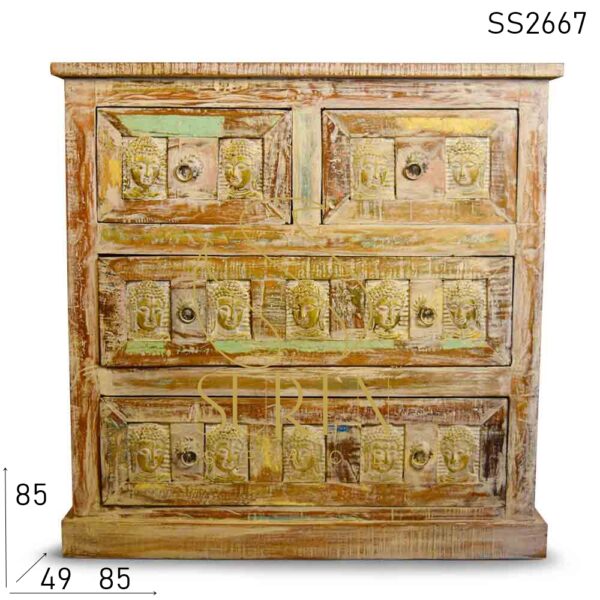 SS2667 Suren Space White Distress Multi Drawer Recycled Wood Drawer Chest