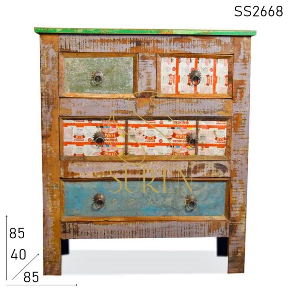 Recycled Wood Multi Drawered Chest