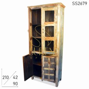 SS2679 Suren Space Reclaimed Wood Block Printed Design Almirah Cabinet