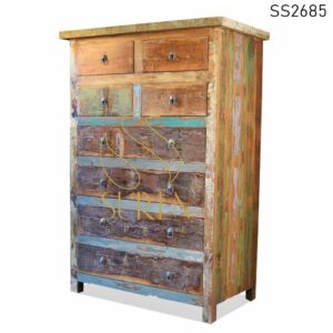 Reclaimed Wood High Drawer Chest
