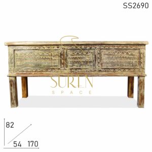 SS2690 Suren Space Old Carved Design Distress Finish Console Table