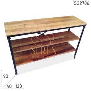 SS2706 Suren Space Mango Wood Industrial Style Console Table