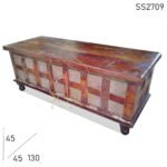 Light Walnut Carved Design Solid Wood Trunk Design