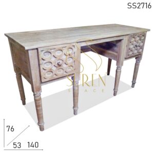 SS2716 SUREN SPACE Distress Finish Carved Design Study Table
