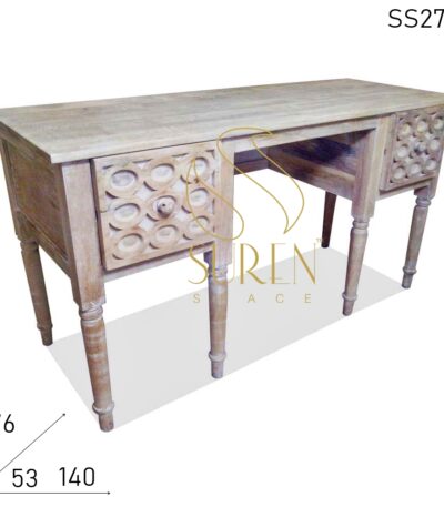 Distress Finish Carved Design Study Table